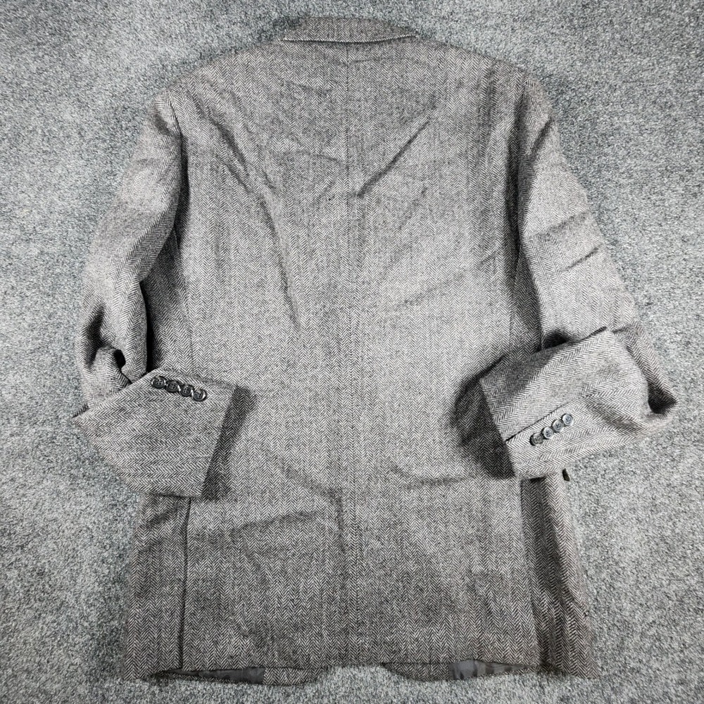 Lauren Ralph Lauren Sport Coat Mens 40L Grey Herringbone 100% Wool Blazer Jacket - Picture 3 of 13